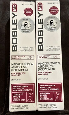 Lot of 2 Bosley Women Minoxidil Topical Aerosol 5% Hair Regrowth (EXP. 09/23) - Image 1 of 2