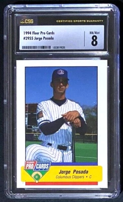 JORGE POSADA - GRADED CSG 8 Columbus Clippers - Yankees The Bronx - Image 1 of 2