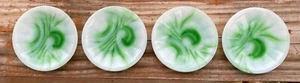 Akro Agate Green & White Marbleized Slag Glass Large Interior Panel Plates - Picture 1 of 2