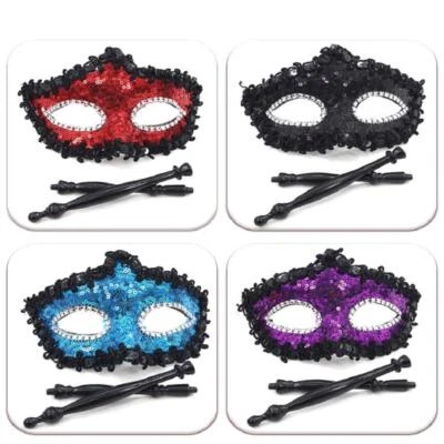 Hot Party Mask Holding Stick Evening Prom Masquerade Masks Cosplay Props UK - Image 1 of 4