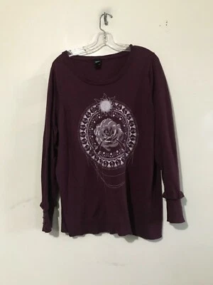 Suéter feminino elegante design flor ameixa algodão tamanho 2 Disney  - Imagem 1 de 4