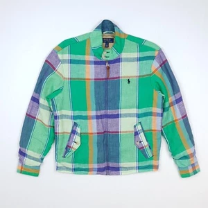 Polo Ralph Lauren Linen Jacket Small Men Harrington Plaid Check Tartan Madras - Picture 1 of 18
