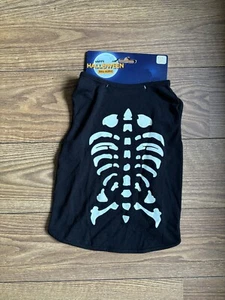 Neu Halloween Happy Pet Hund Pullover schwarz Skelett Oberteil Pullover 16" M/L - Bild 1 von 2