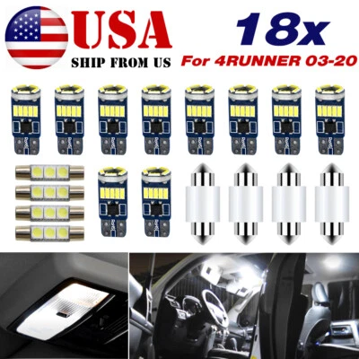 LED Light Kit Map Dome Interior Package 18pc White for Toyota 4Runner 2003-2023 - Image 1 of 4