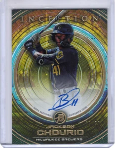 Jackson Chourio 2022 Bowman Inception Gold Auto /50 #PA-JCO Milwaukee Brewers - Picture 1 of 2