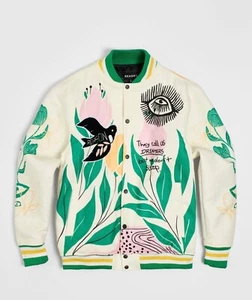 Limited Edition Impossible varsity jacket cream & green size XL - Picture 1 of 4