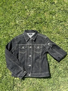 Guess Girls Jean Jacket Youth Size Large Long Sleeve Black Denim - Picture 1 of 1