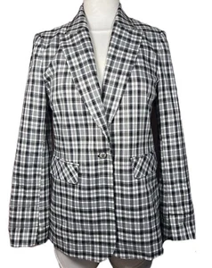Elie Tahari Size 8 Black & White Checkered One Button Blazer Business Coat NWT - Picture 1 of 12