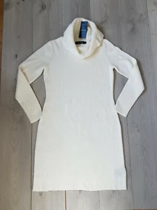 Women's Ralph Lauren ribbed jumper dress roll neck ivory color size UK L BNWT - Picture 1 of 9