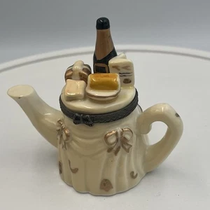 Vintage Ceramic Porcelain Celebration Anniversary Table Champagne Trinket Box - Picture 1 of 13
