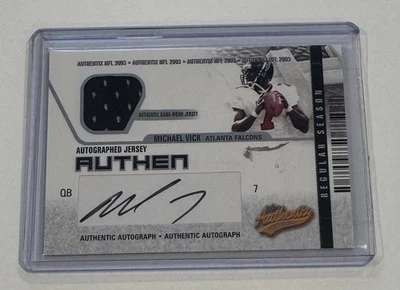 2003 Fleer Authentix Michael Vick Jersey Card / Autograph #'d 077/135! - Image 1 of 2
