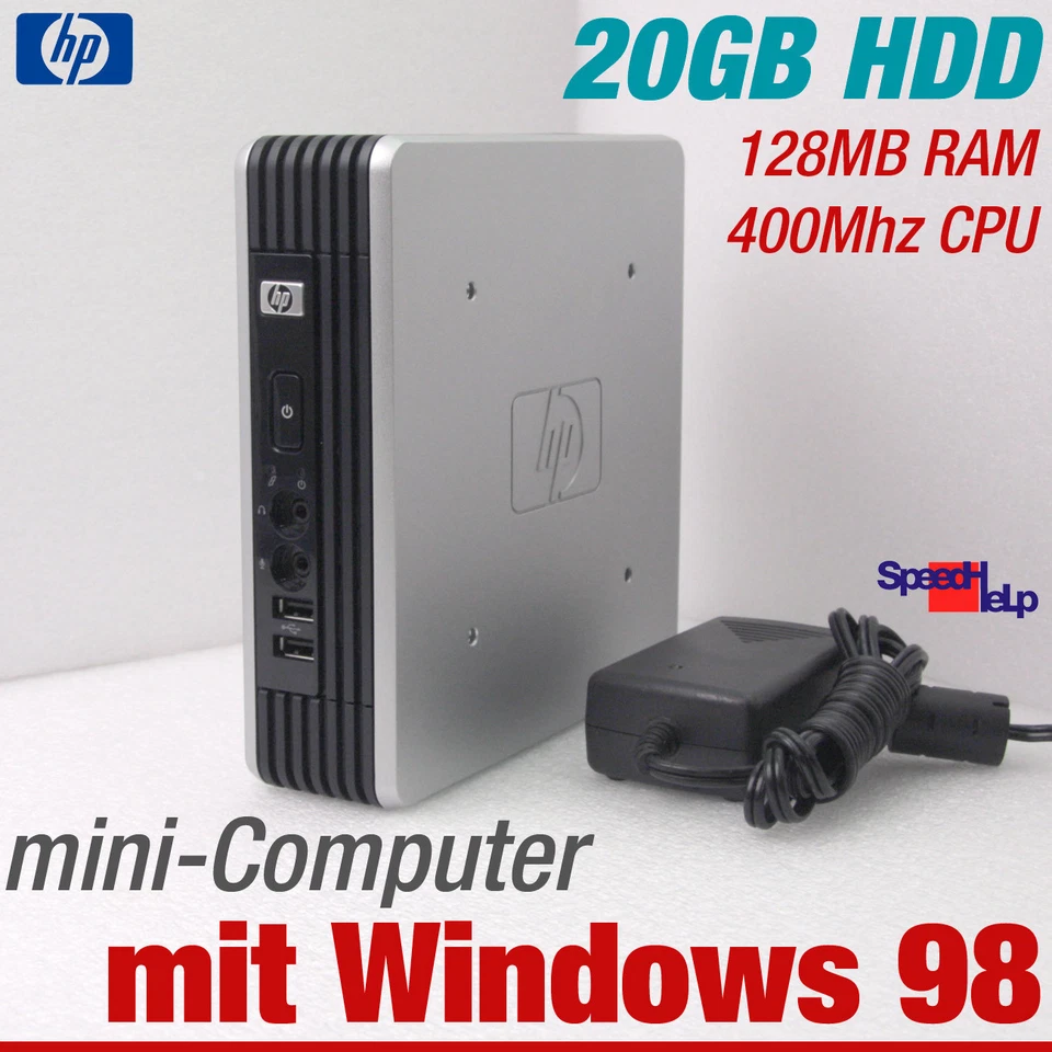 Hp Mini-Computer Pc for Windows 98 Old Dos Games 400mhz 20gb Hdd Rs-232 Parallel - Image 1 of 4