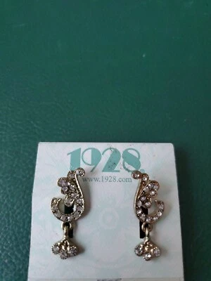 Pendientes perforados Art Deco de diamantes de imitación de oro de 1928  Foto 1 de 4