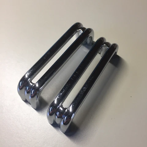 2 Vintage KBC Chrome Split Bar Drawer Pull Mid Century Style Lot G Cover