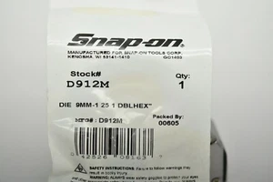 Snap-On NEW SEALED D912M 9mm - 1.25 Die - Picture 1 of 2