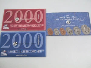 3 Sets Uncirculated Mint Coins 1991 2000 Denver Philadelphia Original Envelopes - Picture 1 of 7