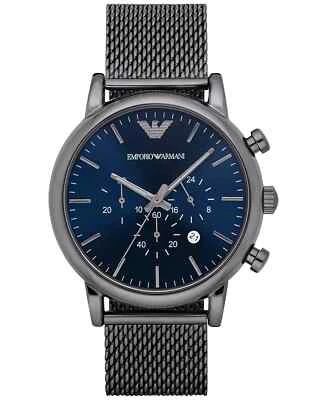 Emporio Armani Men's Watch AR1979 Dark Blue Dial Gunmetal Stainless Steel Quartz - Image 1 of 3