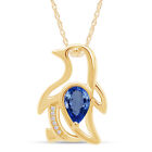 Women's Penguin Pendant 2.00Ct Pear Cut 925 Sterling Silver Lab-Created Sapphire