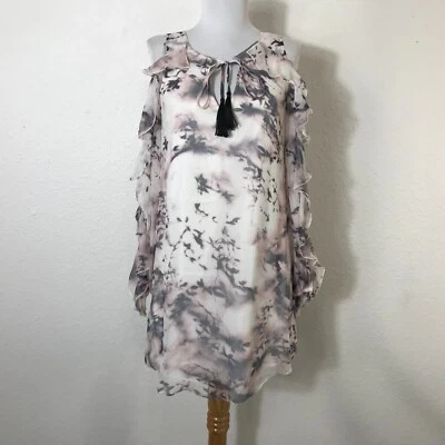 Haute Hippie The Flowers in the Sun Silk Dress XS Cold Shoulder Mini Silk Ruffle - Image 1 of 4