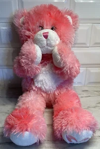Build A Bear Pink Plush Magnetic Hands Blow Kisses Long Fur Heart on Foot - Picture 1 of 11