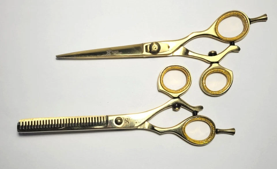 Conjunto de tesouras giratórias e tesouras de desbaste ajustáveis para salão profissional SurgiPoint - Imagem 1 de 1