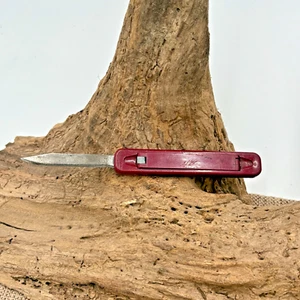 Slide Out Vintage Red Pocket Knife Carbon Blade Plastic Case 1950s USA (223) - Picture 1 of 2