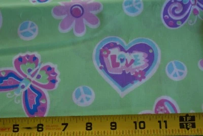 21" Long, Peace & Love on Green Quilt Cotton/Springs Creative/2011, N3503 - Image 1 of 4