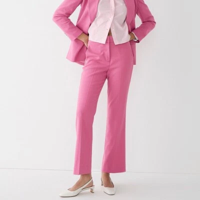 J Crew NWT $198 Willa Pink Cropped Flare Pant in Italian City Wool | Sz 6 - Image 1 of 4
