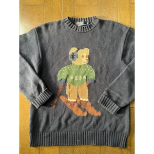 Rare Polo Bear Sweater Mens M Vintage Embroidered Knit Good Condition Japan Auth - Picture 1 of 4