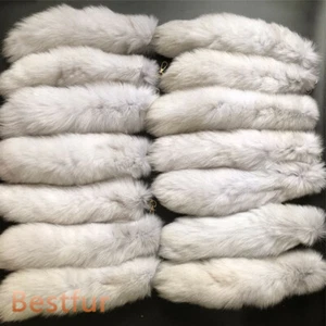 50pcs/lot- 16" Real Blue Fox Fur Tail Keyring Bag Pendant Costume Cosplay Toys - Picture 1 of 2