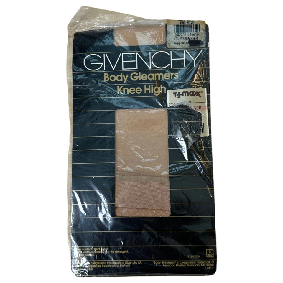 Givenchy Vintage 1986 Body Gleamers Joelho Alto 259 Ouro Pálido Tamanho Único NOVO  - Imagem 1 de 4