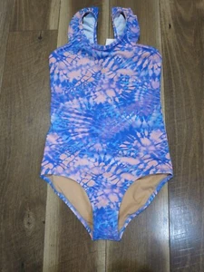 J. Crew Crewcuts CH464 Blue/Orange/Purple Tie Dye 1Pc Ruffle Swimsuit Sz 14 NWT - Picture 1 of 10