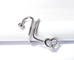 Heart Single CZ Gem Adjustable Nail Ring / Toe Ring Jewelry - Picture 1 of 4