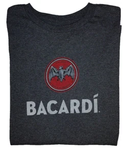 Camiseta Bacardí Ron Unisex Gris Manga Corta con Logo de Murciélago Talla M - Imagen 1 de 4