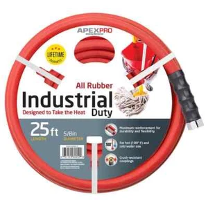 Apex Commercial Hot Water Hose 5/8 Inch Dia X 25 Ft Red Rubber Industrial Duty - Picture 1 of 5