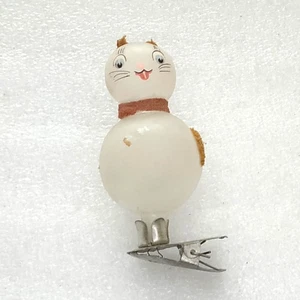 Vintage Glass Christmas USSR Ornament Antique Xmas Fir-Tree Decoration Kitten - Picture 1 of 4