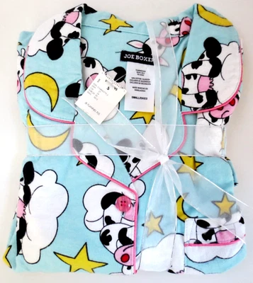 NUEVO - Joe Boxer Vacas Mujeres Pequeño 2 Piezas Franela Pijama Conjunto para Dormir Foto 1 de 4
