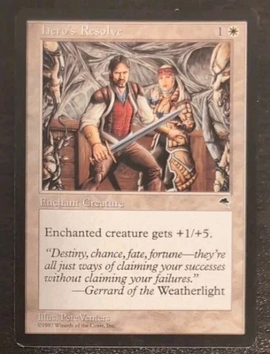 Hero's Resolve Magic: the Gathering Tempest Common Card  Moderately Played - Image 1 of 3