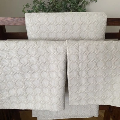 Peacock Alley Luxury Bedding Beige Matelasse Hexagon Queen Coverlet &Shams Quilt - Image 1 of 4