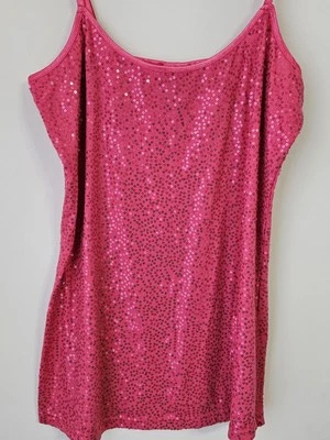 Top de Colección Rue 21 Rosa Lentejuelas Brillo Correa Espagueti XL Foto 1 de 4