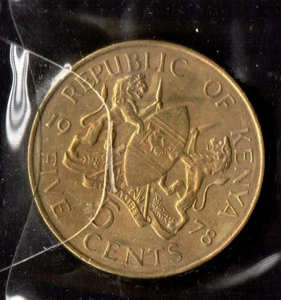 S570: Moneta Coin REPUBBLICA DEL KENYA 5 Centesimi 1978 - Picture 1 of 1