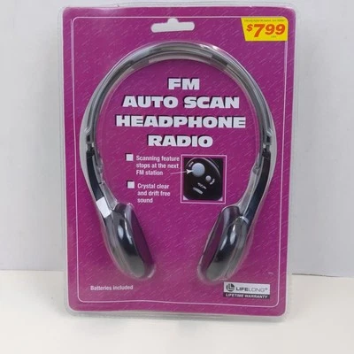 Radio de auriculares de escaneo automático FM de por vida nuevos sellados alimentados por batería ajustable Foto 1 de 3