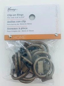 Kenney 5/8" & 3/4" Antique Pewter Curtain Clip On Rings - 14 Piece Set - Picture 1 of 2