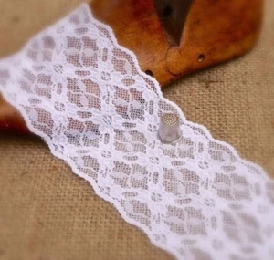 White Stretch Geometric Lace Border Underwear Lingerie Bridal ML411 - Picture 1 of 3
