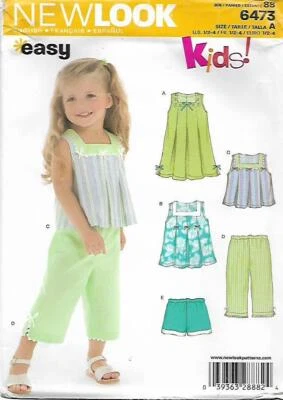 126 NEW LOOK 6473: GIRL'S DRESS TOP & PANTS SIZE 6M-4 SEWING PATTERN - Image 1 of 3
