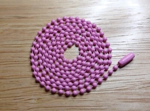 30" Pink Colored 2.4mm Ball Bead Stylish Fashionable Dog Tag Chain Necklace - Picture 1 of 3