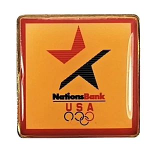Vintage Olympics Team USA Nations Bank Red White Blue Star Hat Pin Lapel Pin - Picture 1 of 1