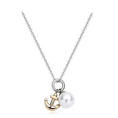 Sagapo Collana Donna Con Perla e Ancora In Acciaio S'agapo SDY10 Sagapò - Immagine 1 di 2