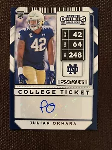 Julian Okwara 2020 Panini Contenders College Ticket Auto Card # 178 - Bild 1 von 2