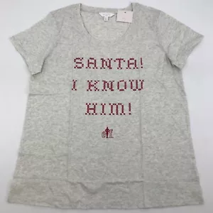 Santa I Know Him T Shirt Large Women L Short Sleeve Tee Elf Christmas Graphic - Picture 1 of 9